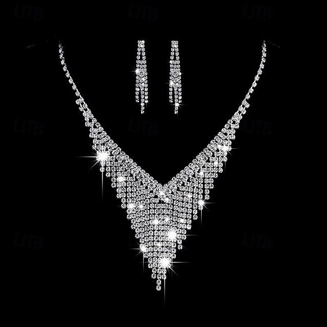 Bridal Jewelry Sets 1 set Rhinestone Alloy Earrings Necklace Women's Artistic Sweet Jewelry Set For Wedding Special Occasion Party Evening Wear
