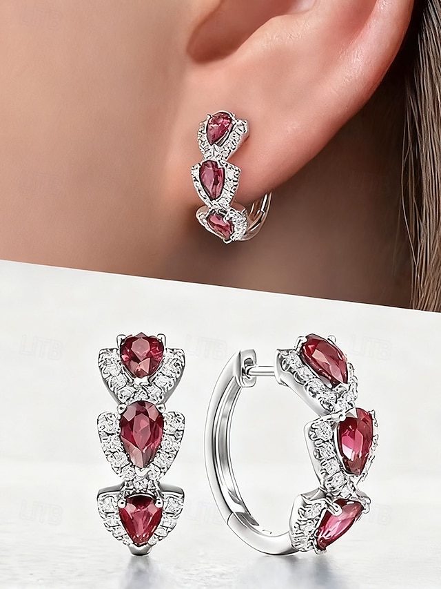 Women's Zirconia Alloy Earrings - Elegant Teardrop Shape Design with Multi-Colored Stones, Perfect for Christmas and Valentine's Day Gifts