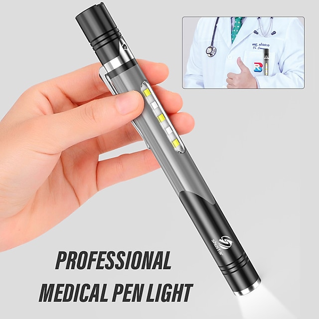 Flashlight Pen Light Professional Dual Light Source Rechargeable Lamp with Side Lights for Indoor and Outdoor Use