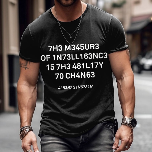 Men's Graphic T-Shirt with Albert Leetspeak Quote: "The Measure of Intelligence Is the Ability to Change" - Inspirational Lifestyle Tee