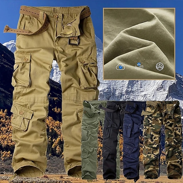 Men's Outdoor Pants Cargo Pants Hiking Pants Trousers Military Camouflage Outdoor Regular Fit Waterproof Quick Dry Breathable Pants / Trousers Black Army Green Cotton Hunting Climbing Camping