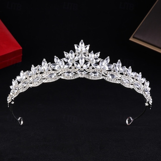 Crown Tiaras Headdress Alloy Wedding Birthday Elegant Cute With Rhinestone Headpiece Headwear