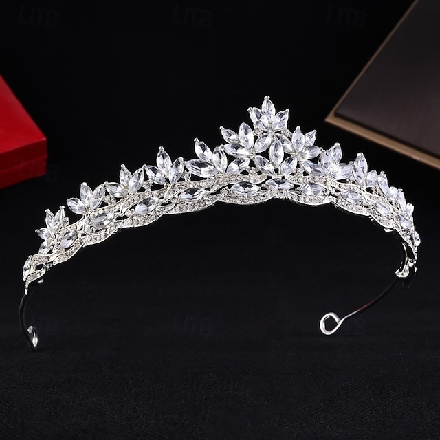 Crown Tiaras Headdress Alloy Wedding Birthday Elegant Cute With Rhinestone Headpiece Headwear