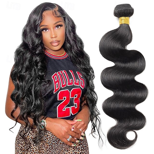 Brazilian Human Hair 1B # Natural Black Color Body Wave Human Hair 1 Bundle 10-30 inches