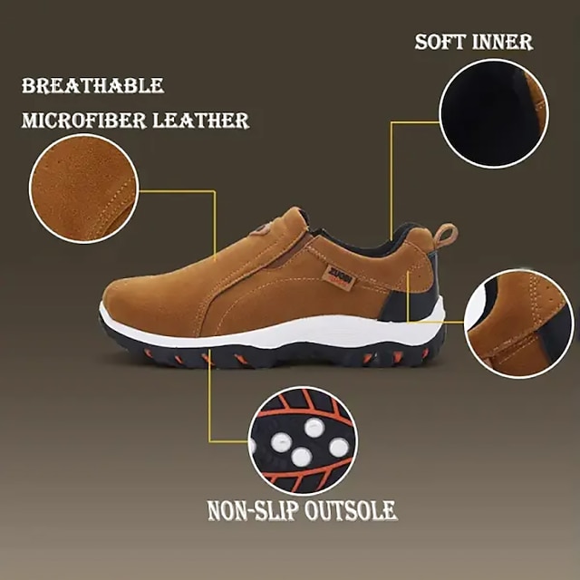 Men's Canvas Slip-On Outdoor Hiking Shoes 鈥?Non-Slip Lightweight Trail Shoes for Walking and Climbing