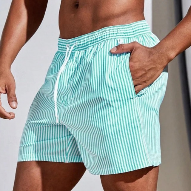 Men's Swim Shorts Swim Trunks Stripes Quick Dry With Pockets Board Shorts Bathing Suit Drawstring with Pockets Surfing Beach Water Sports Summer