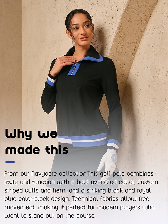 Women's Golf Polo Shirt Black Long Sleeve Top Ladies Golf Attire Clothes Outfits Wear Apparel 11 Women's Golf Polo Shirt Black Long Sleeve Top Ladies Golf Attire Clothes Outfits Wear Apparel