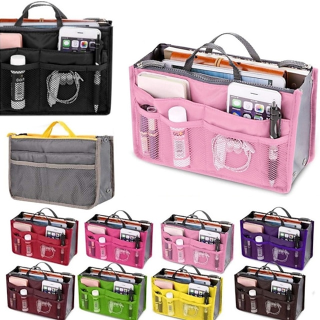 Handbag Organizer Insert for Women 鈥?Large Capacity, Zipper Closure, Portable with Handle 鈥?Ideal for Travel, Documents, Cards, and Small Items