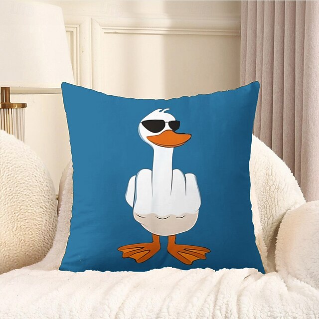 Funny Animal Decorative Toss Pillows Cover Duck 1PC Soft Square Couch Cushion Case Pillowcase for Bedroom Livingroom Sofa Chair