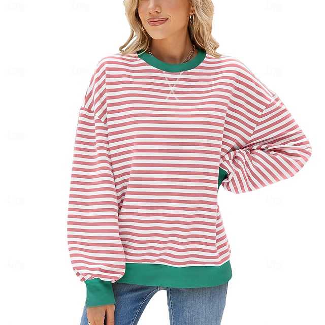 Carnival Sweatshirt White and Red Striped Adults' Women's Carnival Casual Party Performance Easy Carnival Costume Dress Up