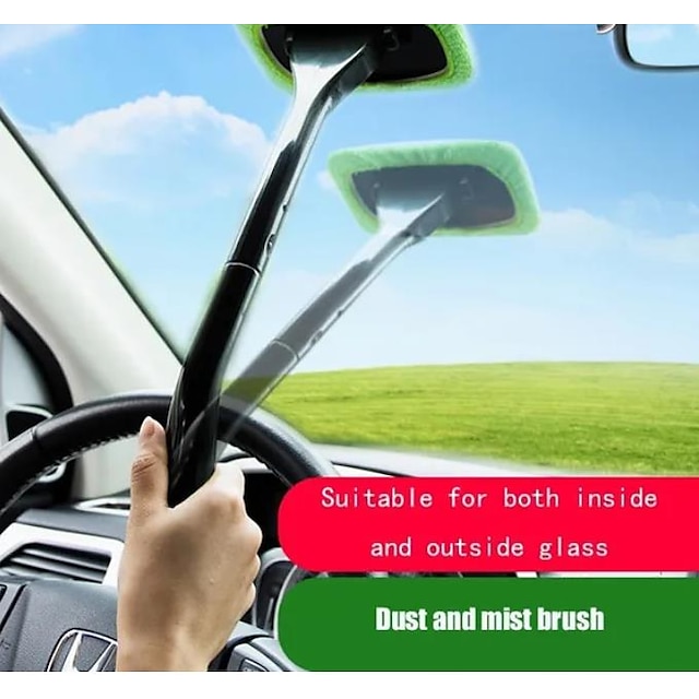Ceyes Car Window Cleaner Brush Kit Windshield Wiper Microfiber Brush Auto Cleaning Wash Tool With Long Handle Car Accessories 3 Colors Car Accessories