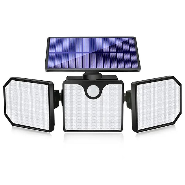 Solar Flood Lights 230LEDs LED Solar Motion Sensor Light 3 Adjustable Heads Outdoor Waterproof Security