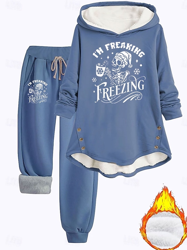 Women's Daily Hoodie Long Sleeve Hooded Graphic Letter Drawstring Print Casual Daily Blue Pink Gray Fall Loose Fit