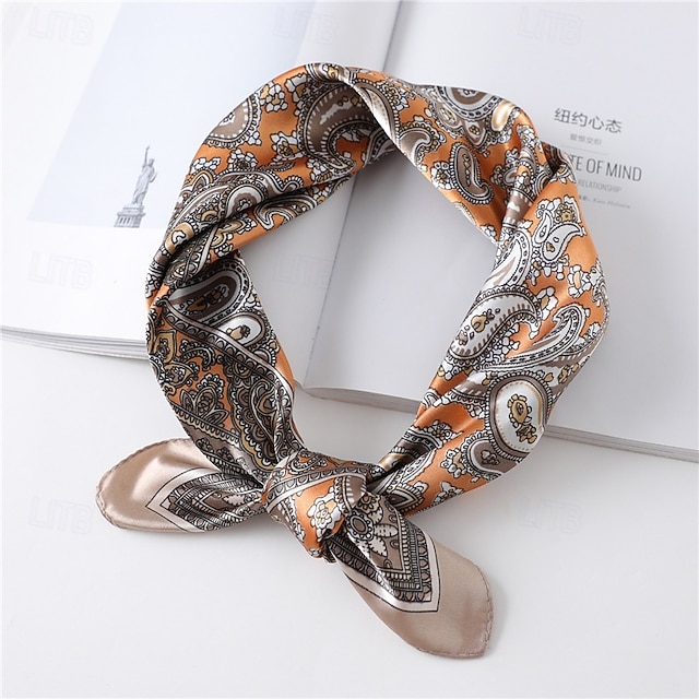 Women's Square Scarf Infinity Scarf Daily Outdoor Street Black Orange Khaki Scarf Floral