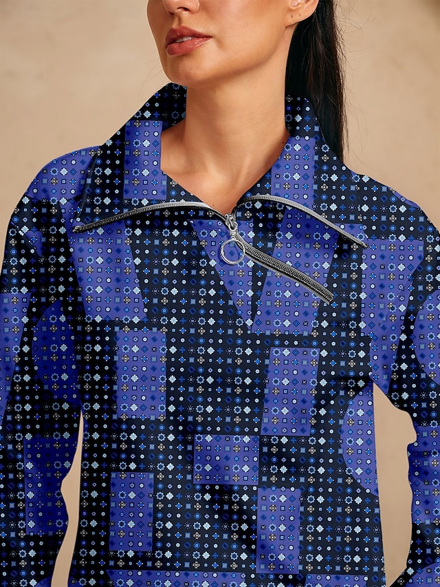 Women's Golf Pullover Sweatshirt Navy Blue Long Sleeve Top Ladies Golf Attire Clothes Outfits Wear Apparel