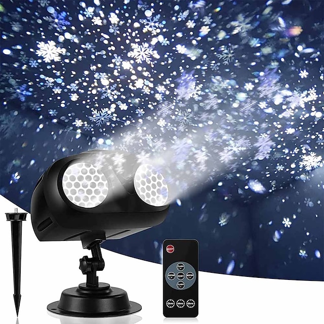 Snowfall Projector Lights Highlight Dynamic LED Snow Light Projection IP65 Waterproof Snowfall Spotlight Lighting for Holiday Wedding Party Home Garden Landscape with Remote Control