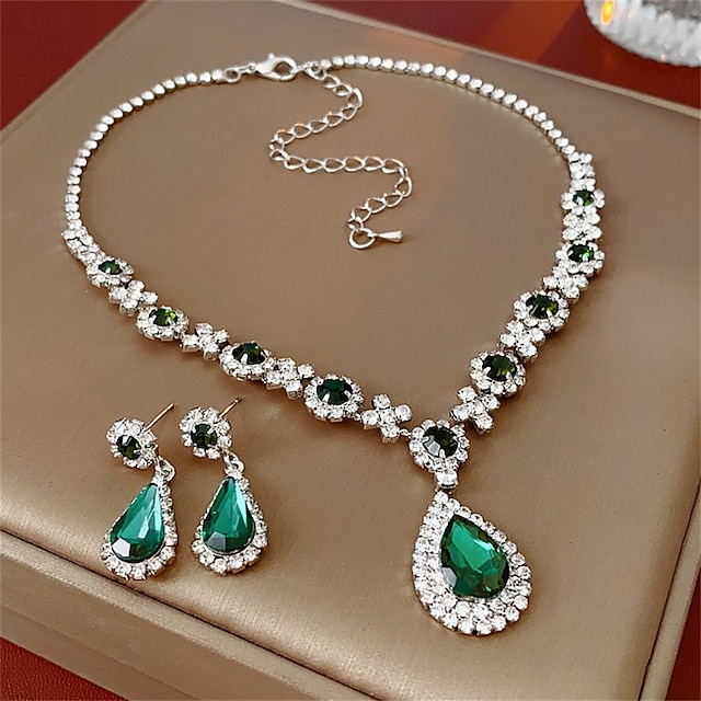 Jewelry Set Two-piece Suit Black Cubic Zirconia Chrome Earrings Necklace Women's Elegant Vintage Fashion Vintage Style Classic Jewelry Set For Wedding Party Valentine's Day