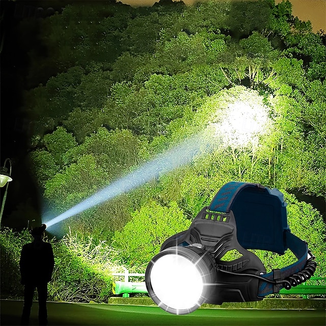 Super Bright LED Rechargeable Headlamp, USB Headlamp 4 Modes IPX5 Waterproof 90掳 Adjustable for Camping, Hiking, Running, Hunting, Cycling