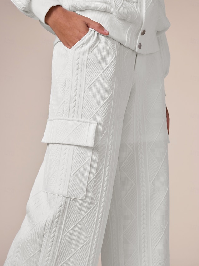 Elegant Wide Leg Full Length Flap Pocket Pants