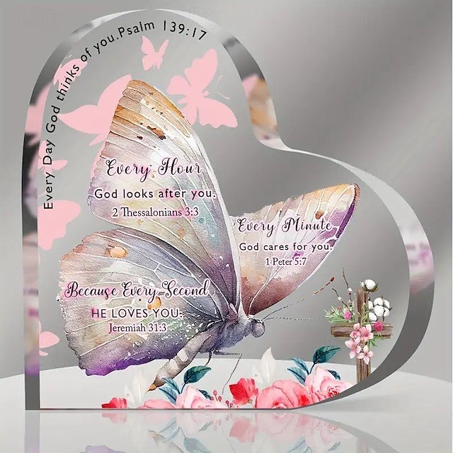 Acrylic Christian Gifts For Women Inspirational Gifts With Bible Verse Prayers Inspirational Desk Decor Engraved Heart Keepsake Religious Gifts Birthday Gift Friendship Gifts For Women
