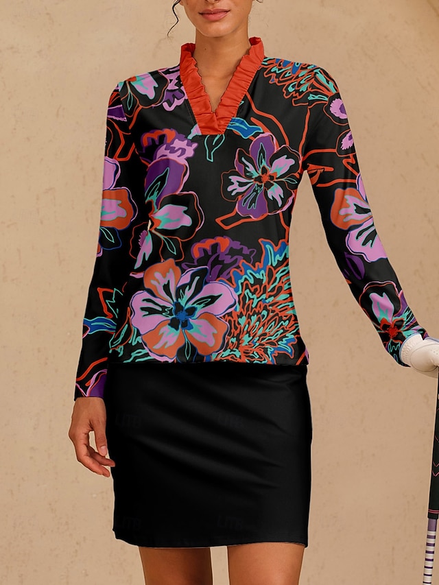Women's Golf Polo Shirt Red Long Sleeve Top Ladies Golf Attire Clothes Outfits Wear Apparel 4 Women's Golf Polo Shirt Red Long Sleeve Top Ladies Golf Attire Clothes Outfits Wear Apparel