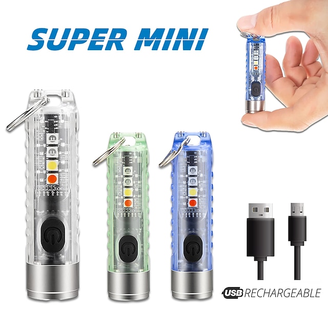 Mini Rechargeable Keychain Flashlight - Super Bright UV Black Light Torch with Magnet for Camping & Portable Lighting