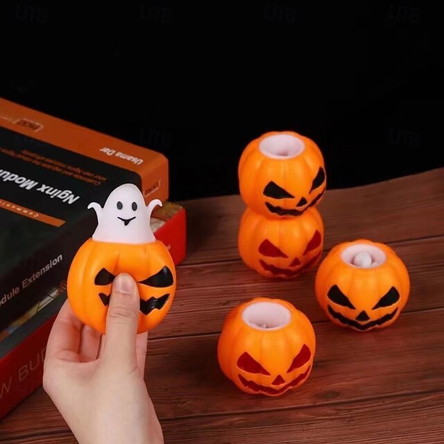 12 PCS Spooky Pumpkin Squeeze Toys - Halloween Fidget Toy for Stress Relief - Cute and Portable Squeeze Toy for Kids and Adults Christmas Gift