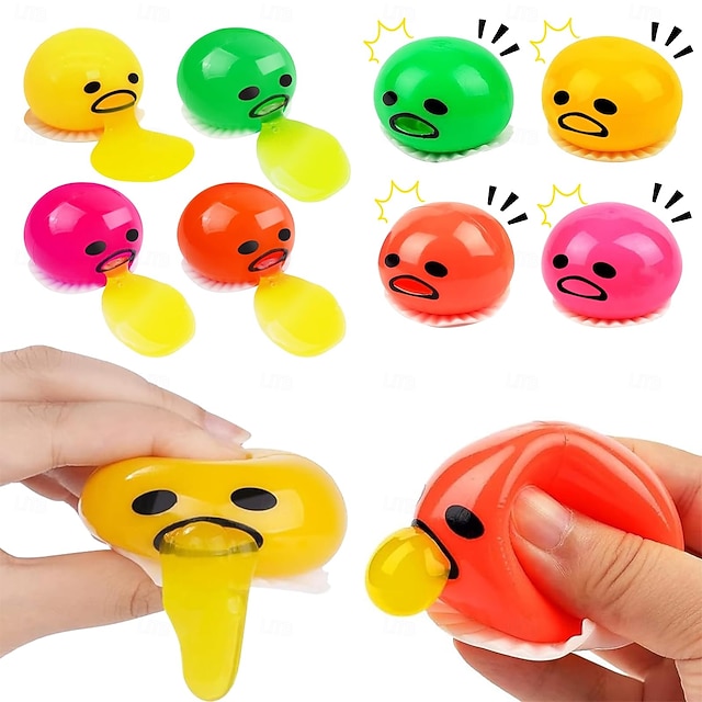 8 Piece Vomiting Egg Toy, Novelty Yellow Vomiting Egg Toy, for Children and Adults, Gift of Delicate Play Stuffing Toys