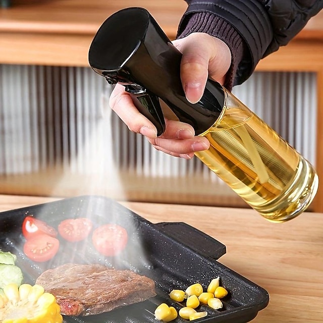 1pc, Baking Oil Sprayer Bottle, Cooking Oil Dispenser, 200ML/300Ml PET Material Oil Sprayer, Air Fryer Spray Bottle,Kitchen Baking Supplies,Canola Oil Sprayer, Salad, Making, Baking, Frying, Grilling,
