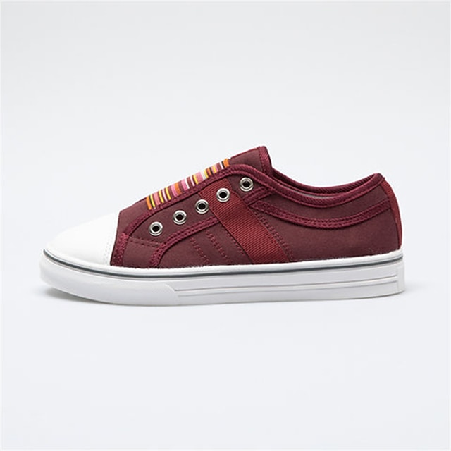 Women's Casual Slip-On Canvas Sneakers 鈥?Lightweight and Breathable Low-Top Shoes with Multicolor Striped Accent 6 Women's Casual Slip-On Canvas Sneakers 鈥?Lightweight and Breathable Low-Top Shoes with Multicolor Striped Accent